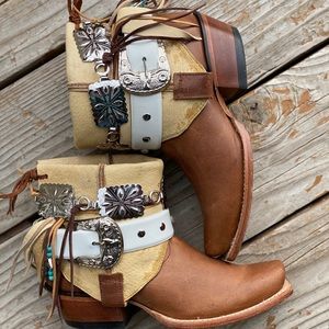 Size 6.5 Ankle Boots UPCycled Cowgirl Boots Cowboy